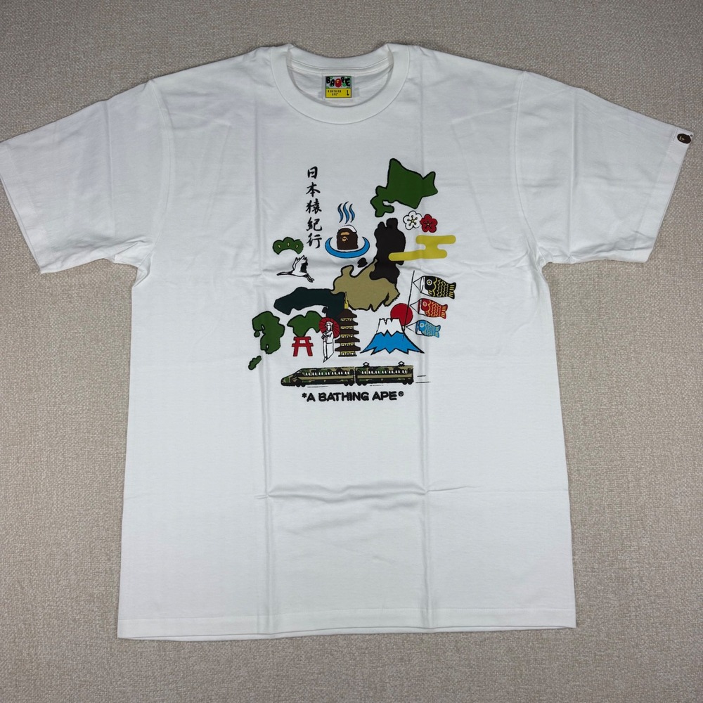 A Bathing Ape‎ Japan Culture Tee White Graphic T-Shirt 1K72110131 L BRAND NEW